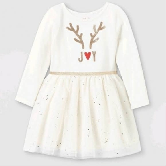 Cat & Jack Other - White and Gold Joy Dress